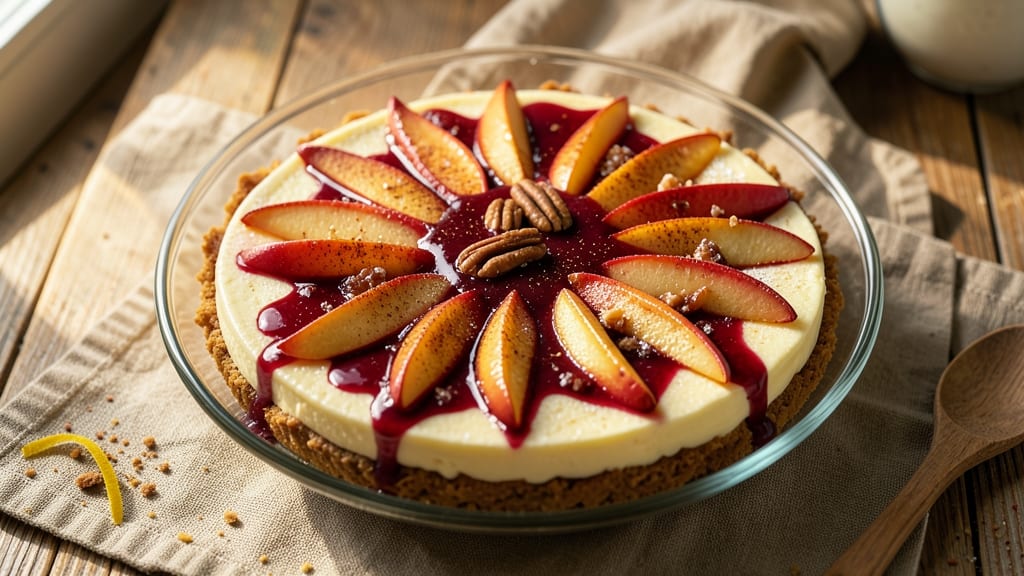 Apple Crunch Cheesecake Recipe: Spiced Apple Topping Meets Silky Cream Filling