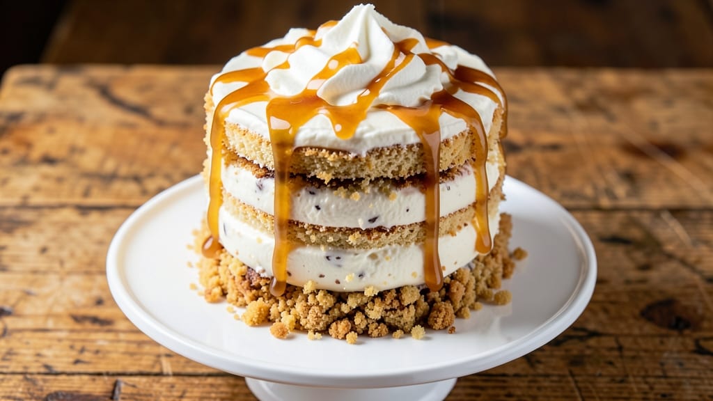 Amazing Ice Cream Cake Recipe: Vanilla Bean Swirls and Crunchy Cookie Crust