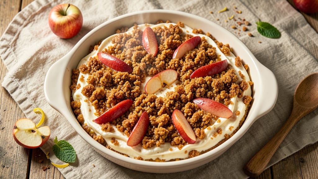 Apple Cheesecake Streusel Dump Cake Recipe: Warm Apple Streusel Crown Over Creamy Cheesecake