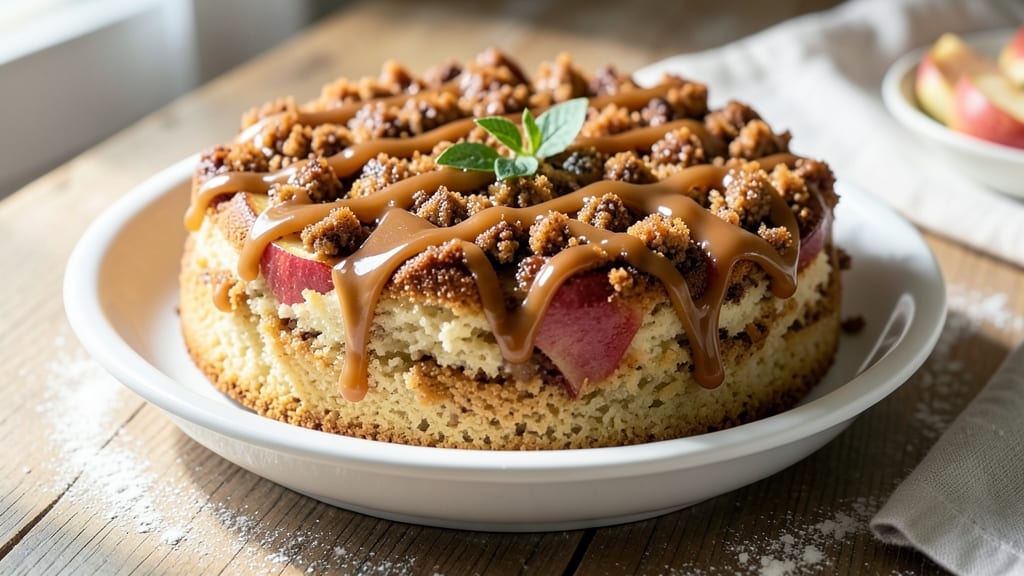 Apple Caramel Coffee Cake Recipe: Spiced Apple Streusel Over Gooey Caramel Swirls