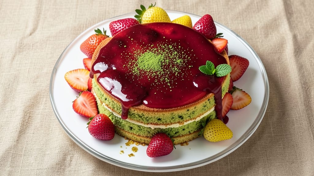 Asian Strawberry Cake Recipe: Matcha-Infused Layers with Fresh Fruit Topping
