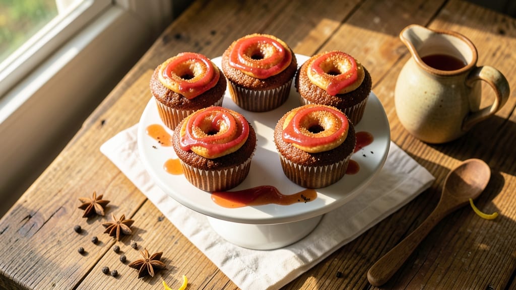 Apple Cider Donut Cupcakes Recipe: Spiced Apple Filling With Caramel Glaze