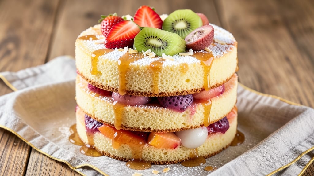 Asian Sponge Fruit Cake Recipe: Moist Layers with Tropical Fruit Infusion