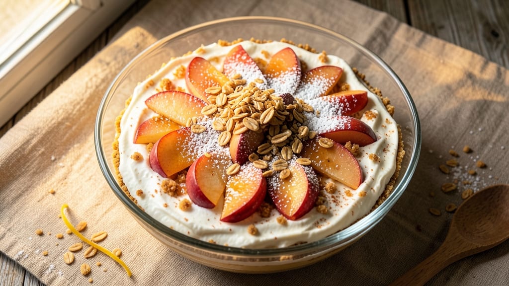 Apple Crisp Cheesecake No-Bake Recipe: Warm Spiced Apple Crunch Over Creamy Cheese Layers