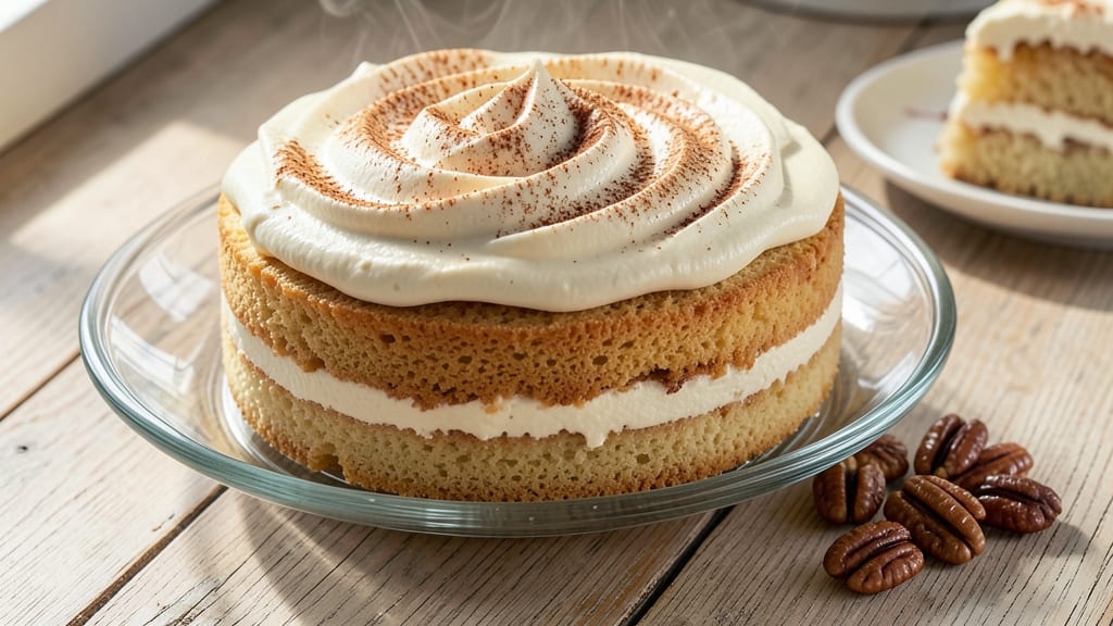 Almost Heaven Cake Recipe: Vanilla-Apple Layers With Buttery Streusel Crown