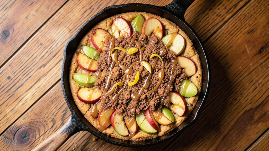 Apple Skillet Cake No Oven Recipe: Warm Spiced Apple Filling With Buttery Streusel Crunch