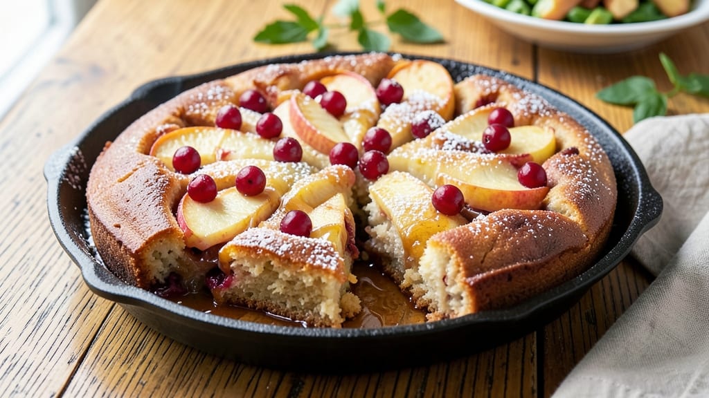 Apple Cranberry Upside Down Cake Recipe: Warm Spiced Fruit Caramelized in Buttery Layers