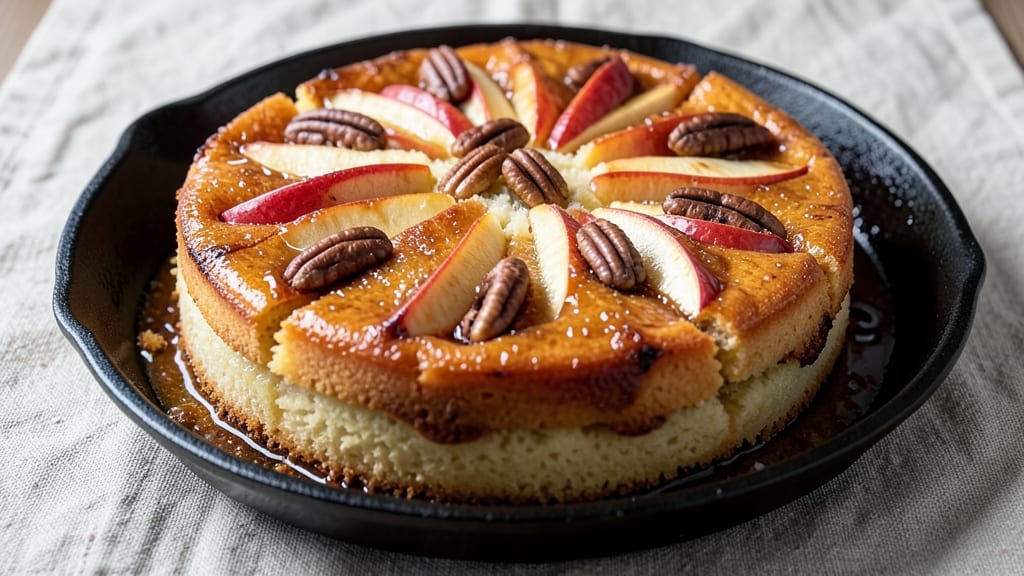 Apple Walnut Upside Down Cake Recipe: Caramelized Fruit Crown Over Moist Cake Layers