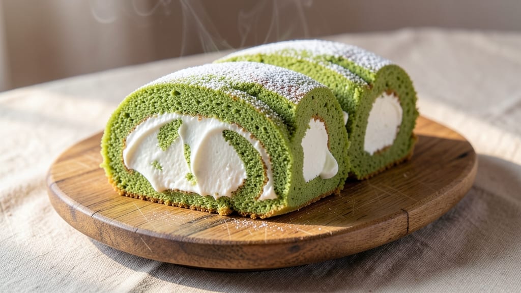 Asian Swiss Roll Cake Recipe: Matcha Green Tea Roll With Silky Meringue Layers