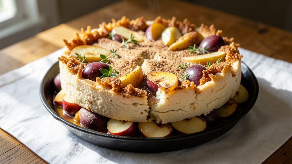 Apple and Plum Upside Down Cake Recipe: Caramelized Fruit Crown Over Moist Spice-Infused Layers