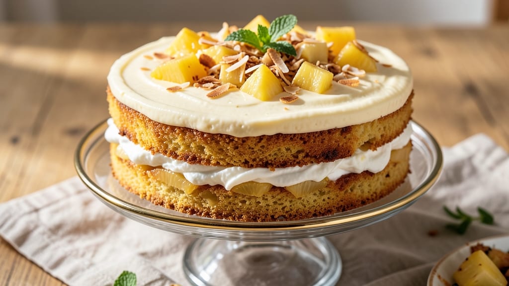 Ambrosia Pineapple Cake Recipe: Tropical Layers with Creamy Coconut Swirls